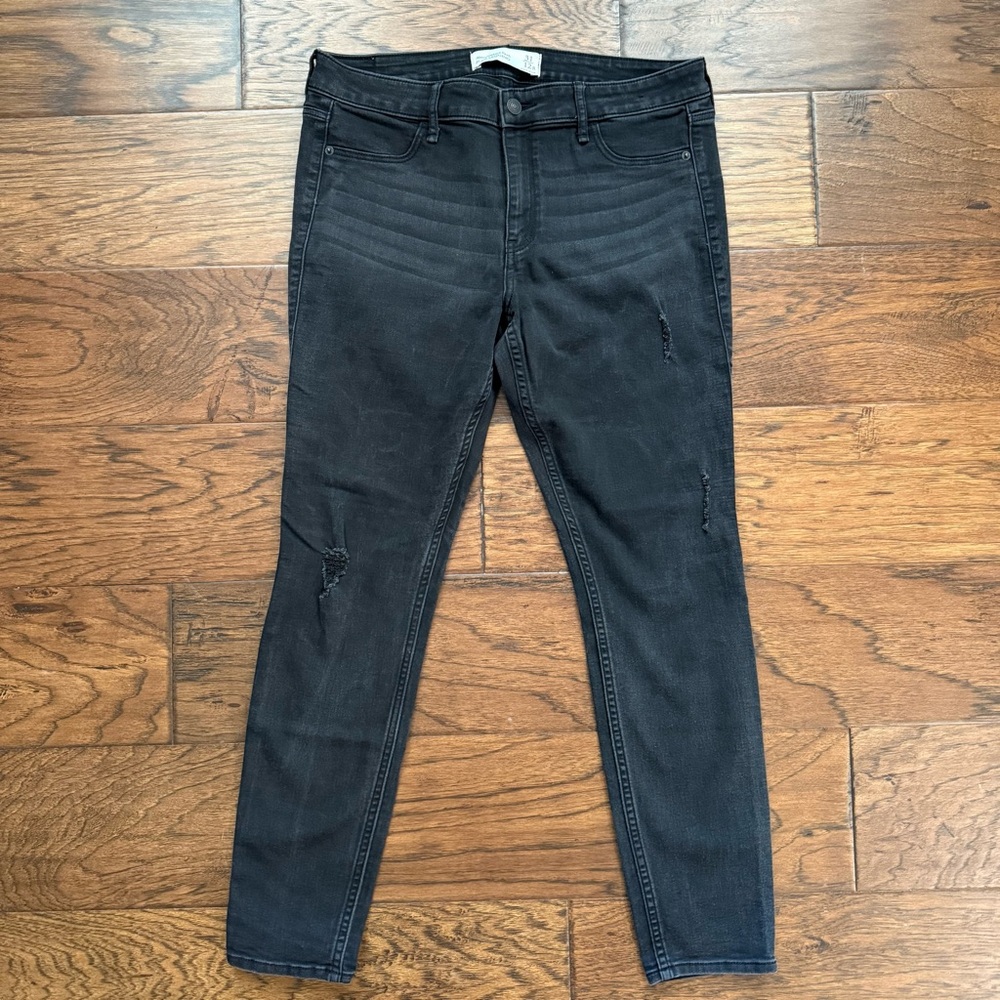 Abercrombie & Fitch Jeans Faded Black Legging Distressed Denim Women’s Size 12R
